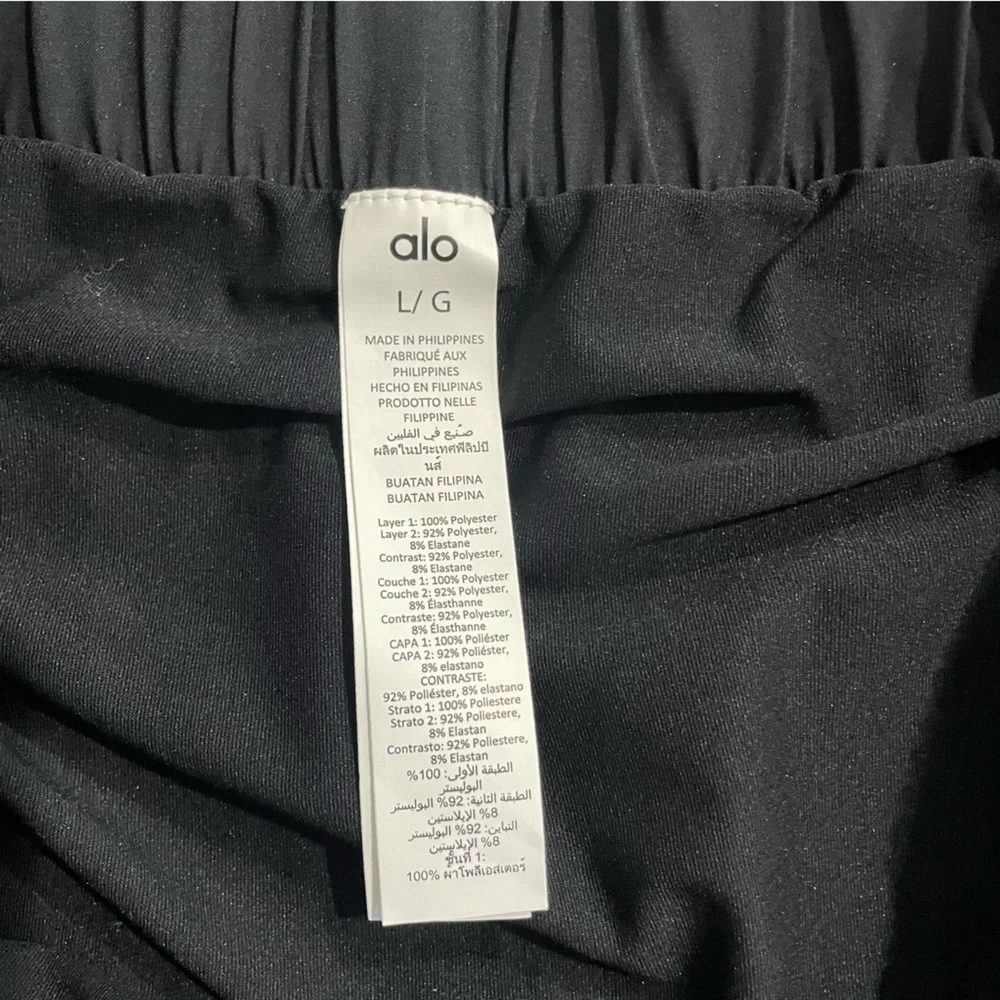 ALO Micro Plisse Tennis Skirt - Black Sz L Women’s